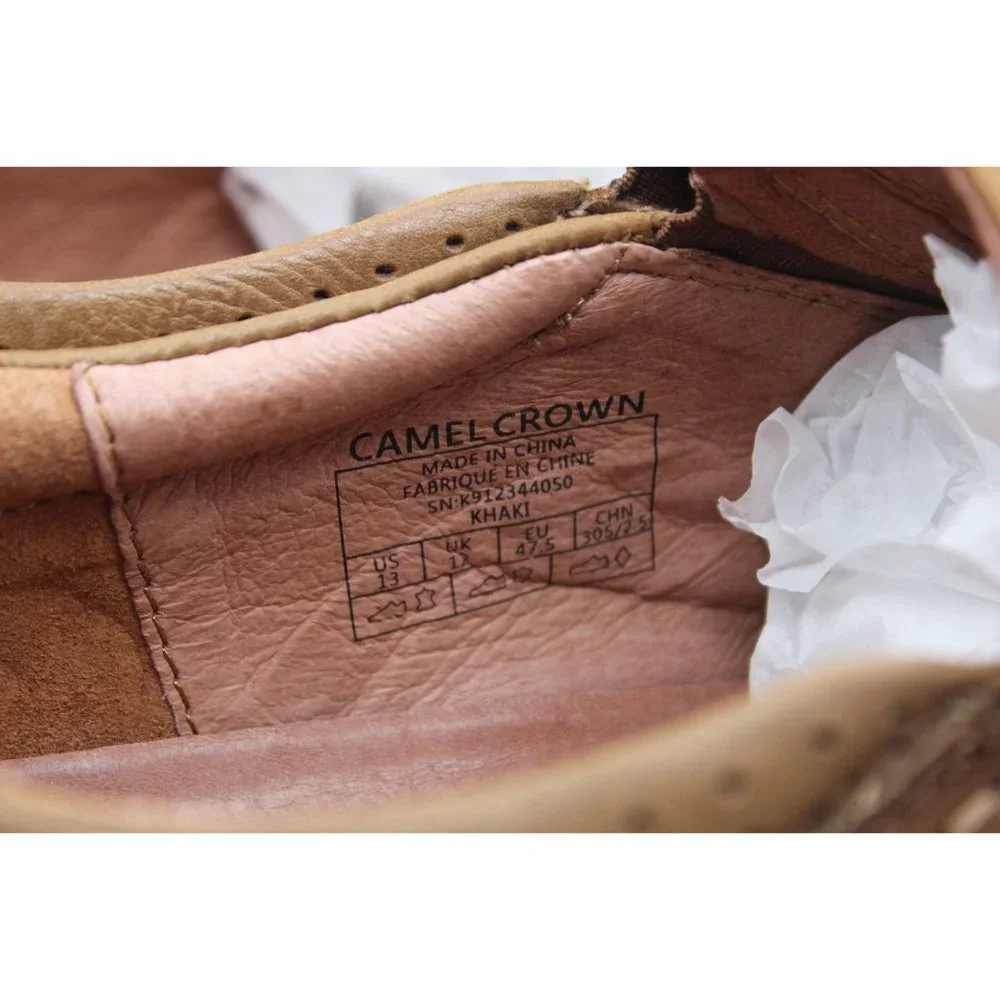 Camel Crown men's khaki leather comfort walking loafers slip‎ on shoes 13